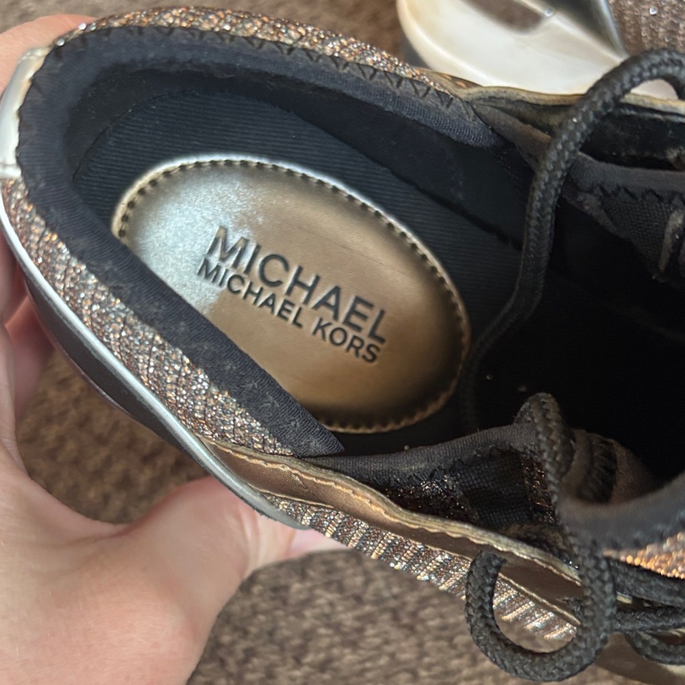 Michael Kors Women’s Black and Gold Sneakers - Picture 2 of 5
